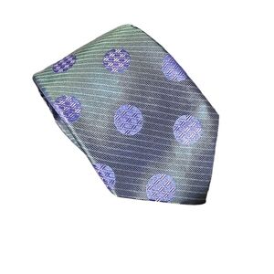 Tallia | Light Teal/Blue Silk Tie with Purple Circle "Easter egg" Design